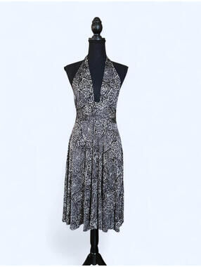 Black and White Halter Midi Dress